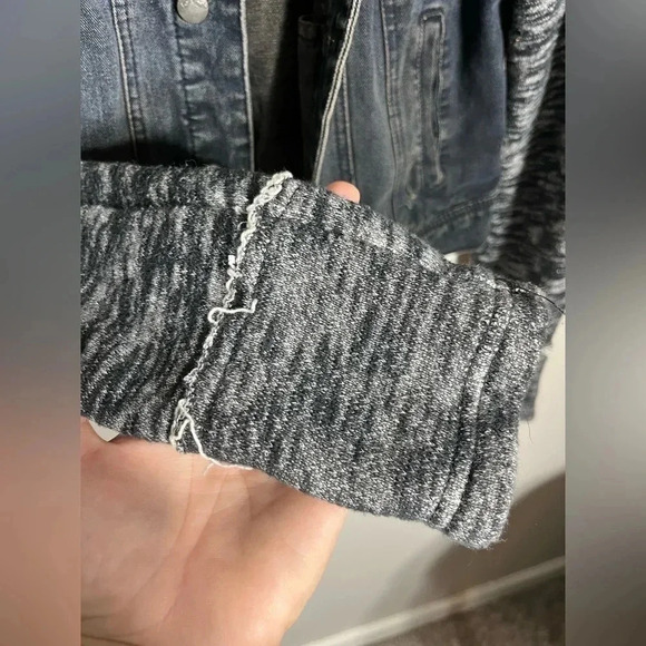 Free People Knit Hooded Denim Jacket - Picture 5 of 6